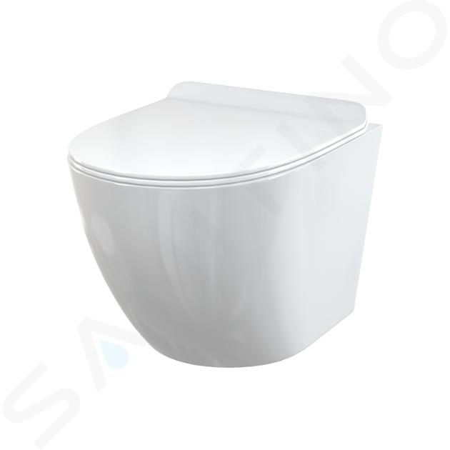 Alcadrain Ceramica - Wc sospeso con sedile Slim, SoftClose, senza bordo, bianco WC SOLID