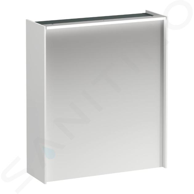 Laufen Lani - Armario con espejo e iluminación LED, 71x62x21 cm, 1 puerta, bisagras a la izquierda, blanco mate H4037311122601