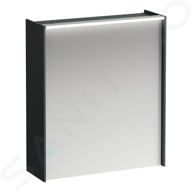 Laufen Lani - Armario con espejo e iluminación LED, 71x62x21 cm, 1 puerta, bisagras a la izquierda, gris H4037311122661