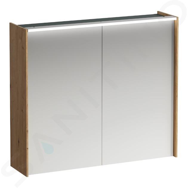 Laufen Lani - Armario con espejo e iluminación LED, 71x82x21 cm, 2 puertas, roble H4037621122671