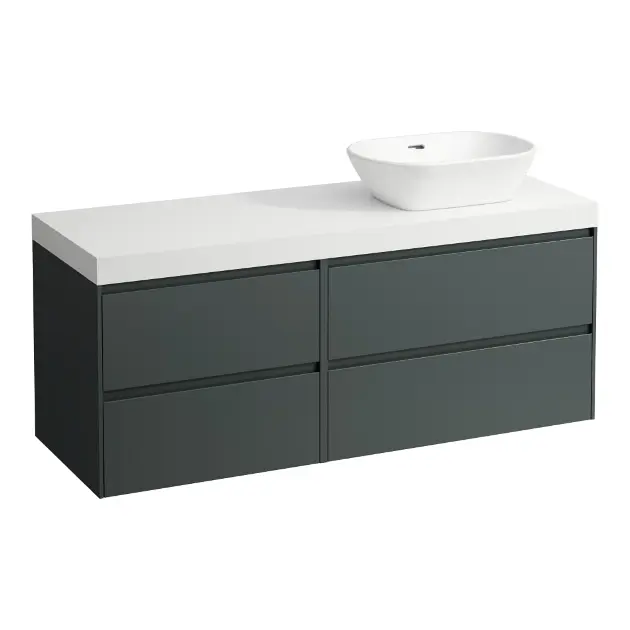 Levně Laufen Lani - Umyvadlová skříňka, 58x137x49 cm, 4 zásuvky, výřez vpravo, šedá/bílá H4045831122661