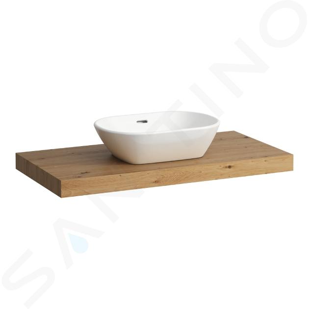 Laufen Lani - Comptoir pour lavabo, 99 cm, découpe au centre, chêne H4046611122671