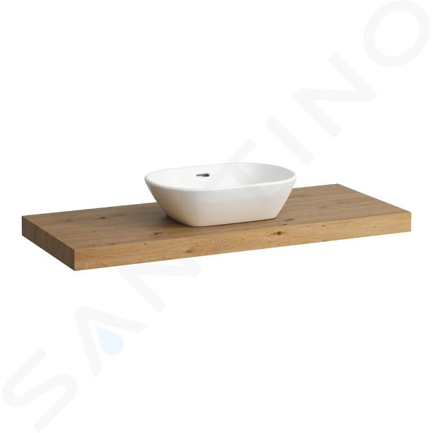 Laufen Lani - Comptoir pour lavabo, 118 cm, découpe au centre, chêne H4046711122671