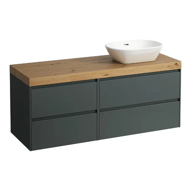 Laufen Lani - Waschtischunterschrank, 58x137x49 cm, 4 Schubladen, Ausschnitt rechts, grau/Eiche H4065831122661