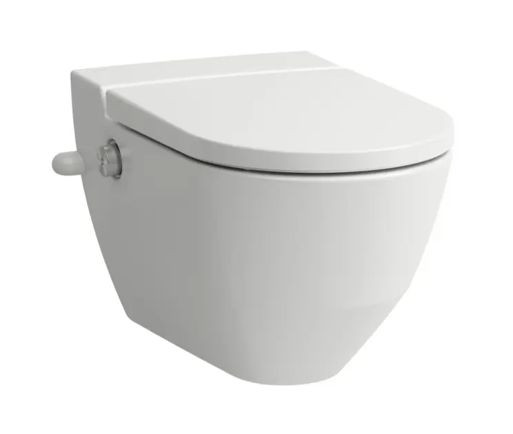 Laufen Cleanet Navia - Bidet elektroniczny z ceramiką, wiszący, boczny dopływ wody, Rimless, SoftClose, LCC Active, biały H820601A007171