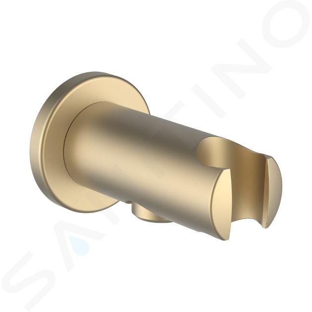 Laufen Accesorios de ducha - Codo de pared con soporte, oro claro mate HF504778462000