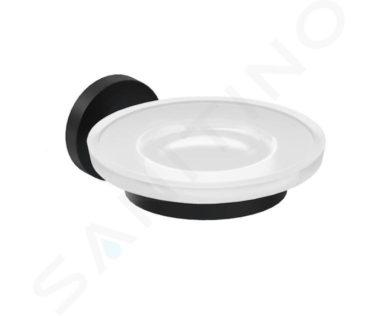 Jika Mio Style - Zeepschaal met houder, glas/matzwart H3832F17160001