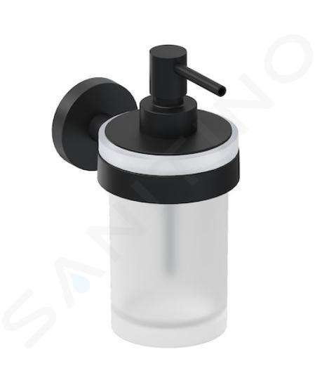 Jika Mio Style - Zeepdispenser met houder, mat glas/mat zwart H3832F27161001