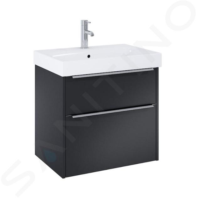 Jika Pure - Mobile con lavabo, 60x54x42 cm, 2 cassetti, nero opaco H40B2324023532