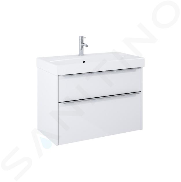 Jika Pure - Meuble avec lavabo, 80x54x42 cm, 2 tiroirs, blanc brillant H40B2344025002