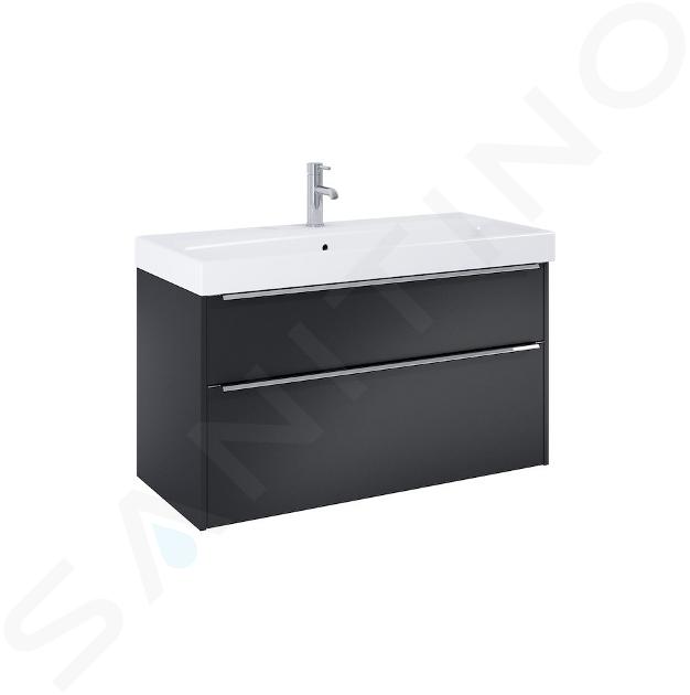 Jika Pure - Mobile con lavabo, 100x54x42 cm, 2 cassetti, nero opaco H40B2364023532