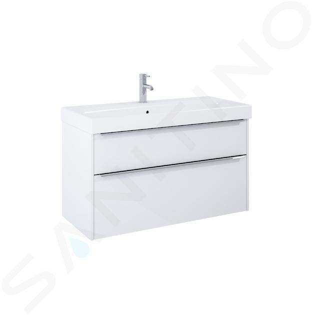 Jika Pure - Mobile con lavabo, 100x54x42 cm, 2 cassetti, bianco lucido H40B2364025002