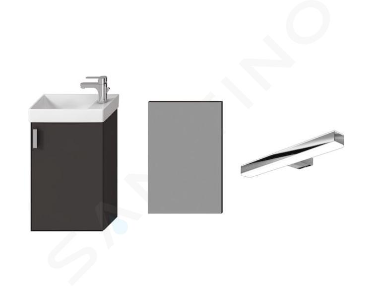 Jika Petit - Set meuble avec lave-mains, miroir et éclairage, gris H45J5141753011