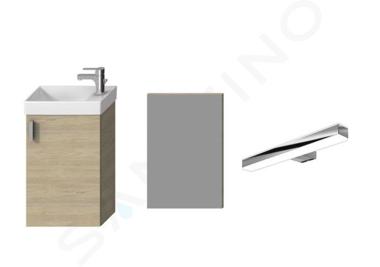 Jika Petit - Set di mobili con lavabo, specchio e illuminazione, frassino H45J5141755141