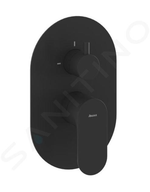 Ravak Eleganta - Grifo empotrado para 2 dispositivos, negro mate X070301