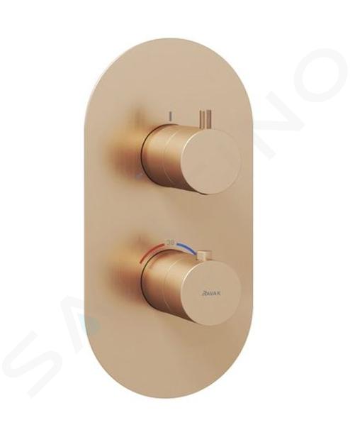 Ravak Espirit - Mitigeur thermostatique encastré pour 3 appareils, or rose brossé X070363