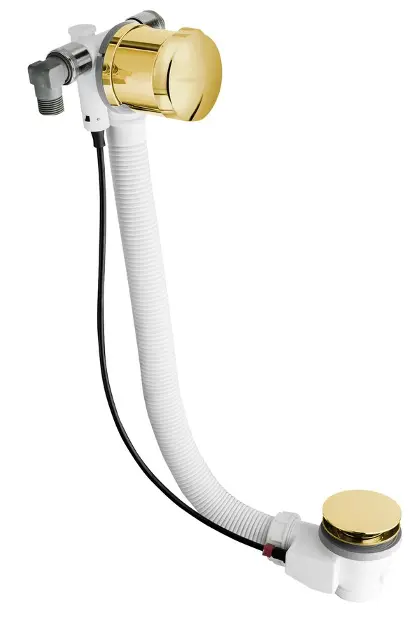 Polysan - Badewannenab- und überlaufgarnitur mit Füllung, Länge 58 cm, gold 71684G