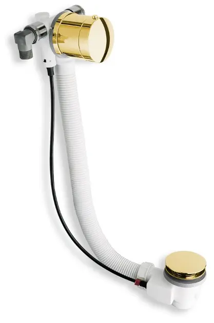 Polysan - Badafvoer- en overloopset met vulling, lengte 98 cm, goud 71686G