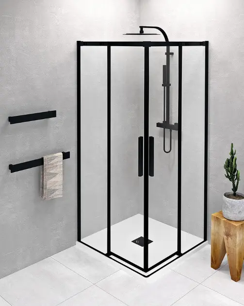 E-shop Polysan Altis - Sprchový kút 100x100 cm, Antidrop, číre sklo/matná čierna AL1512BAL1512B