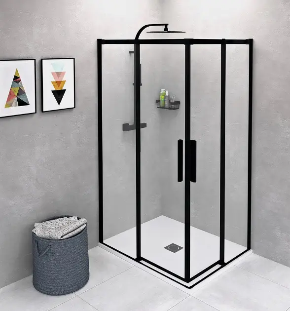 Polysan Altis - Douchecabine 100x80 cm, L/R uitvoering, Antidrop, helder glas/matzwart AL1512BAL1582B