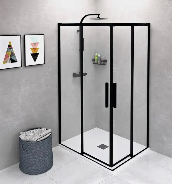 Polysan Altis Line - Cabina de ducha 90x80 cm, negro mate/vidrio transparente AL1592BAL1582B
