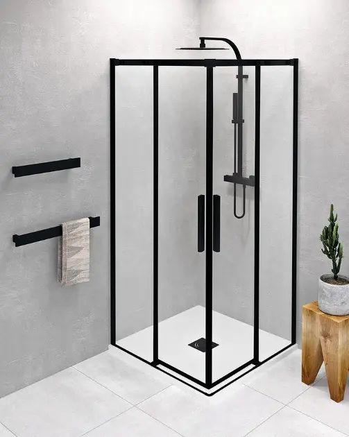 E-shop Polysan Altis - Sprchový kút 90x90 cm, Antidrop, číre sklo/matná čierna AL1592BAL1592B