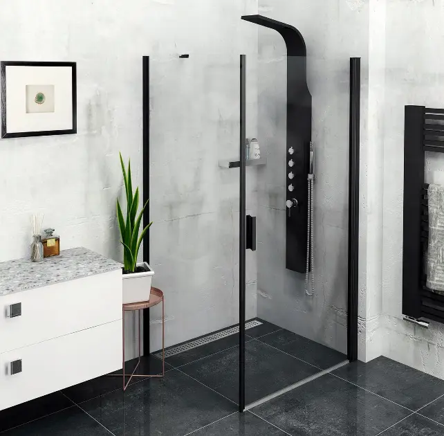 Polysan Zoom Black - Kabina za tuš 90x80 cm, lijeva/desna izvedba, Antidrop, prozirno staklo/mat crna ZL1290BZL3280B