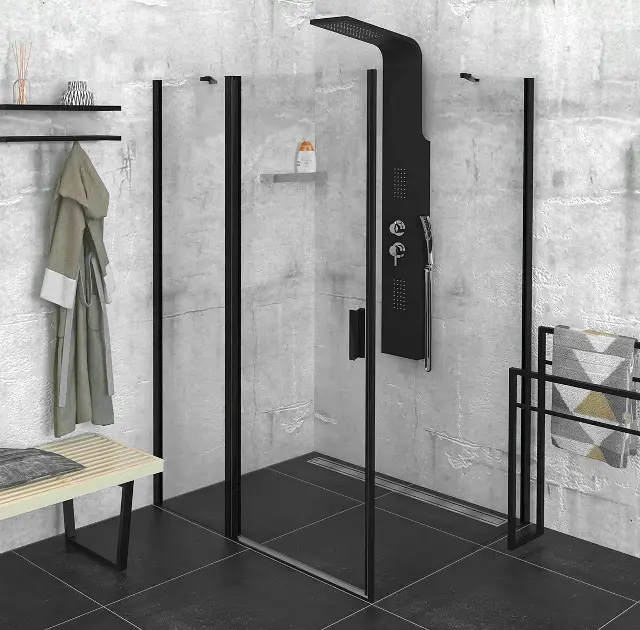 Polysan Zoom Black - Душ ъгъл 120x100 см, L/R вариант, Antidrop, прозрачно стъкло/матово черно ZL1312BZL3210B