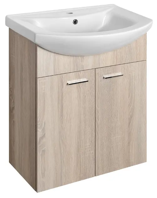 Aqualine Zoja - Waschtischunterschrank 62x74x33 cm, Platin-Eiche, 2 Türen 51163