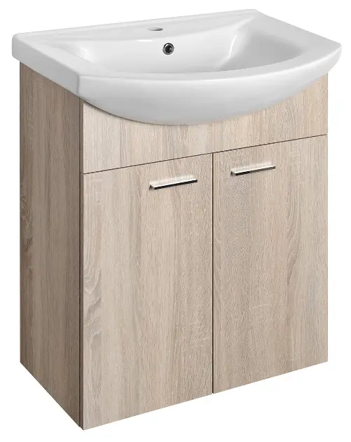 Aqualine Zoja - Ormarić za umivaonik 62x74x33 cm, platinasti hrast, 2 vrata 51163