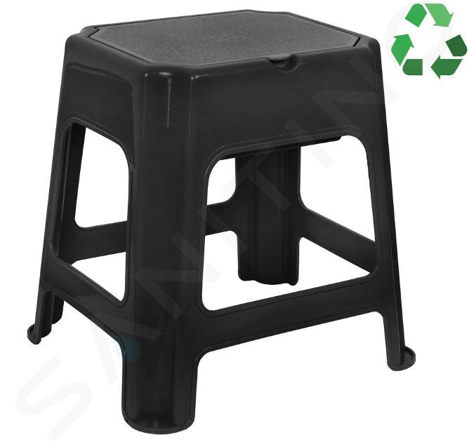 Aqualine Accessoires - Tabouret de salle de bains, avec espace de rangement, noir 90902B