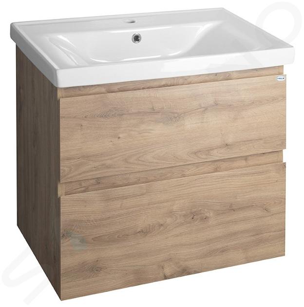 Aqualine Altair - Meuble pour lavabo 60x70x45 cm, 2 tiroirs, chêne emporio AI370