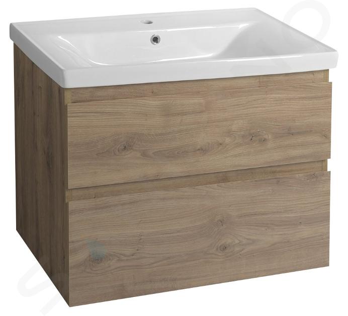 Aqualine Altair - Mueble de lavabo, 60x78x45 cm, 2 cajones, roble emporio AI380