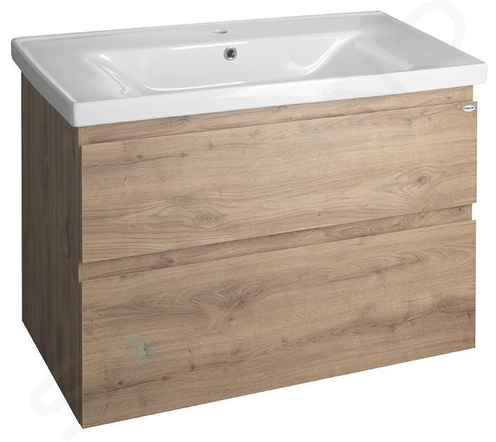 Aqualine Altair - Meuble pour lavabo 60x87x45 cm, 2 tiroirs, chêne emporio AI390