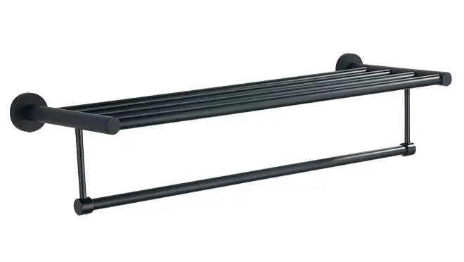 Aqualine Samba - Police s držačem za ručnike, duljina 63 cm, mat crna SB214