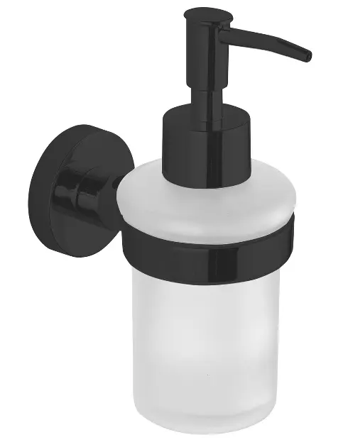 Aqualine Samba - Dispenser za sapun s držačem, matirano staklo/mat crna SB219