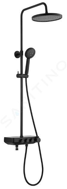 Aqualine Farrao - Set doccia con miscelatore, diametro 25 cm, 3 getti, nero SL450B