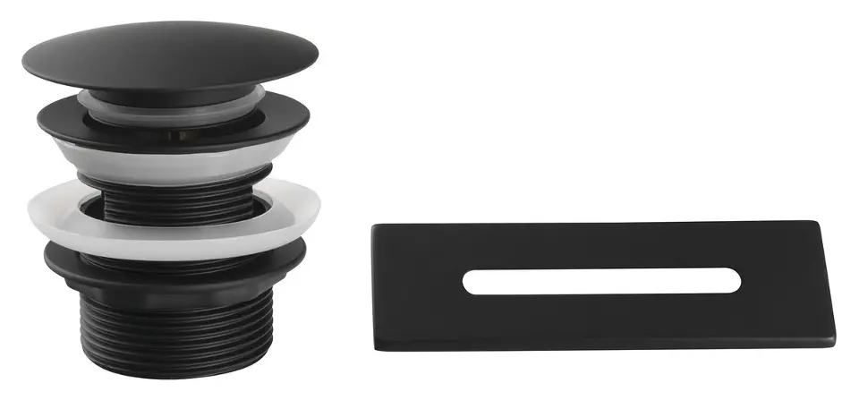 Aqualine - Kit bonde de baignoire et couvercle de trop-plein, ClickClack, noir mat TF9005B