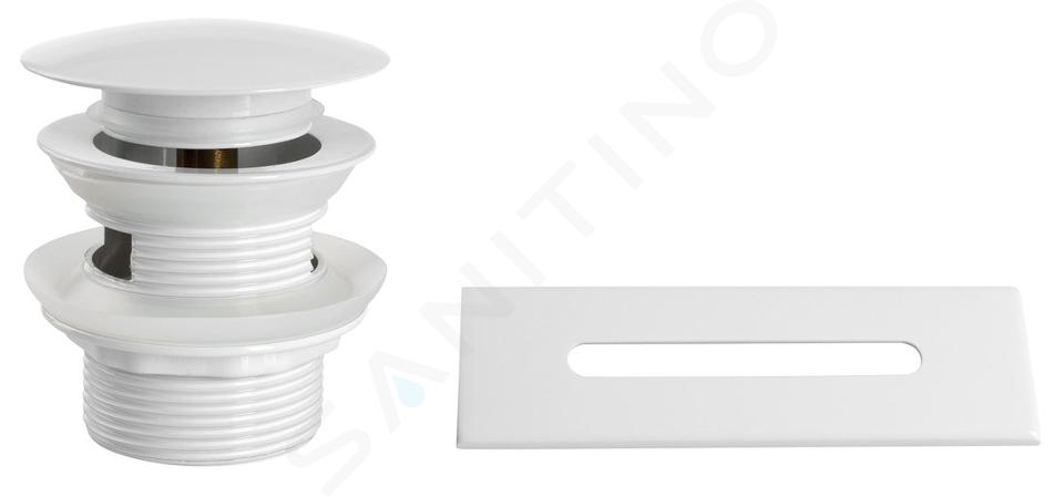 Aqualine Accessori - Set piletta per vasca da bagno e coperchio per troppopieno, ClickClack, bianco lucido TF9005W