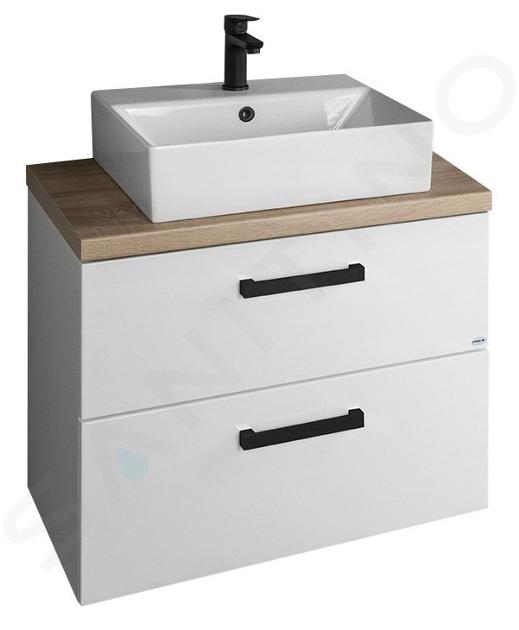 Aqualine Vega - Mobile con lavabo, 71x82x42 cm, 2 cassetti, bianco/rovere platino VG083-01