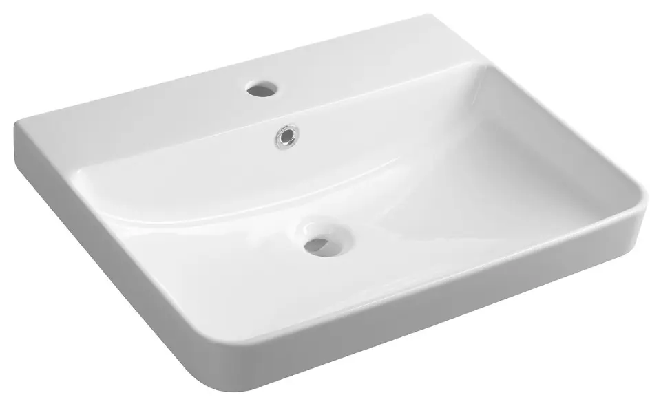 Bruckner Neron - Lavabo 60x48 cm, avec trop-plein, trou pour robinetterie, blanc 201.128.0