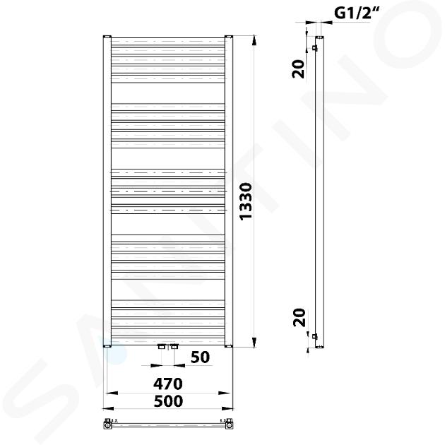 Bruckner Albrecht - Toallero eléctrico 500x1250 mm, 525 W, negro 600.114.6