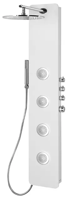 Polysan - Spirit Round Duschpaneel mit Thermostat 250 x 1550 mm, weiß 71151