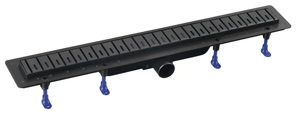 Polysan - Caniveau de douche 71 cm, avec grille, noir mat 73721B