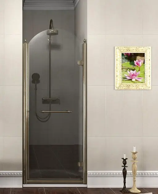 Gelco Antique - Pivot-Duschtür, 80 cm, rechts, Klarglas/Bronze GQ1380RCL