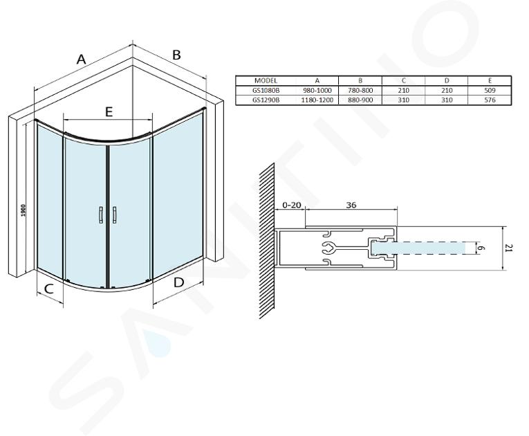 Gelco Sigma - Cabina de ducha 100x100 cm, R550, negro mate/cristal  transparente GS5510B