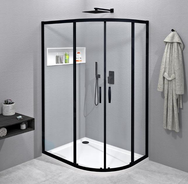 Gelco Sigma - Cabine de douche 1000 x 800 mm, R550, noir mat/verre transparent GS1080B