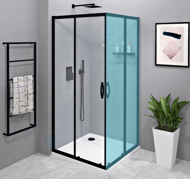 Gelco Sigma - Porte de douche 100 cm, noir mat/verre transparent GS2110B