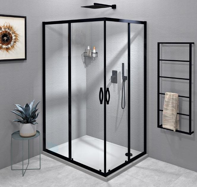 Gelco Sigma - Cabina de ducha 100x80 cm, negro mate/cristal transparente  GS2110BGS2180B