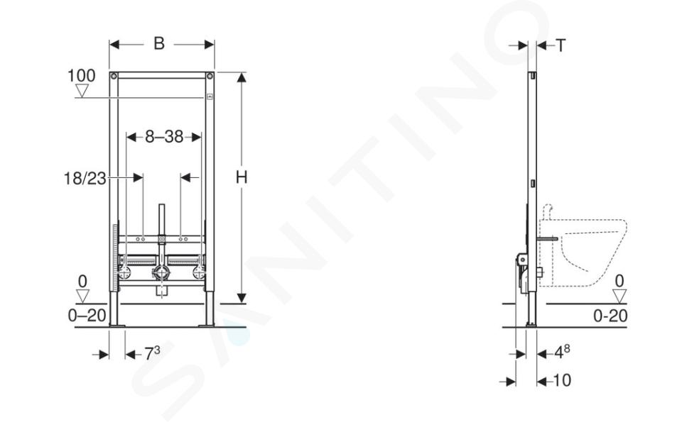 Bâti-support DUOFIX Geberit pour bidet suspendu - 111.510.00.1 - GEBERIT -  111.510.00.1